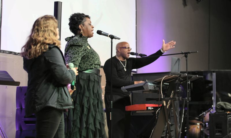 Worship team leading praise at The City of Refuge Christian Church